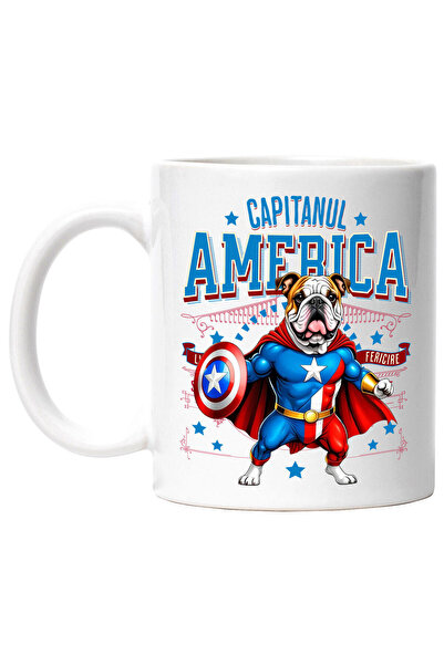 StoryGift Romania Cana cu Bulldog Caine In Costum de Capitan America cu Peler...