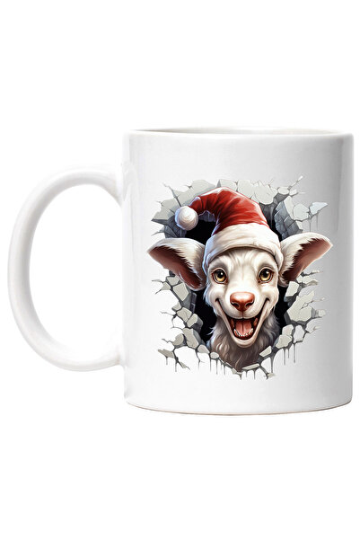 StoryGift Romania Cana cu un animalut care scoate capul printr-un perete distrus | ilustratie | ve, Cu Maner Alb