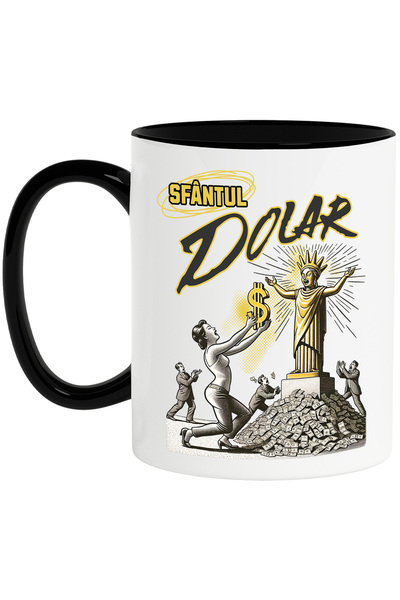 StoryGift Romania Cana statuie sfantul dolar bani iubitorii de avere, 330ml, ...