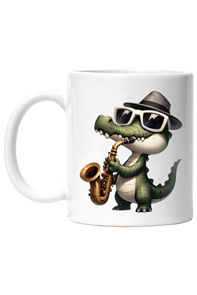 StoryGift Romania Cana cu un crocodil care canta la saxofon, ilustratie, oche...