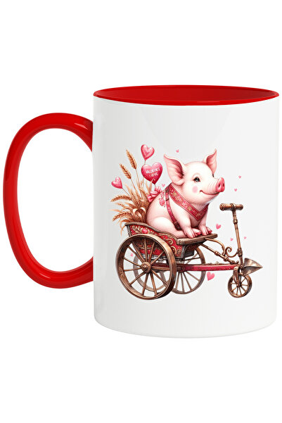 StoryGift Romania Cana cu un purcelus pe o tricicleta, grau, inimioare, afect...