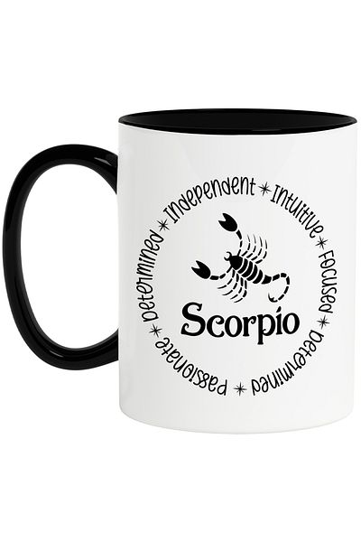 StoryGift Romania Mug with the zodiac sign Scorpio, illustration, zodiac sign, astrology, symbol, sign, independent, With ,STG