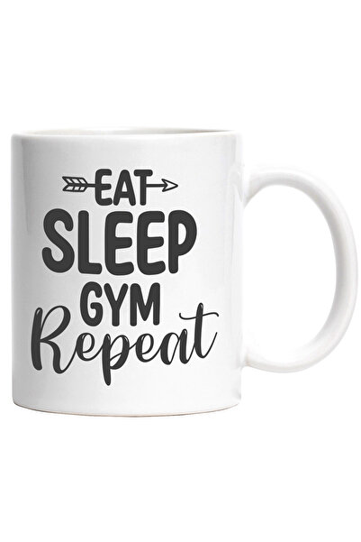 StoryGift Romania Cana cu textul "Eat sleep, gym, repeat" - mananca somn sala...