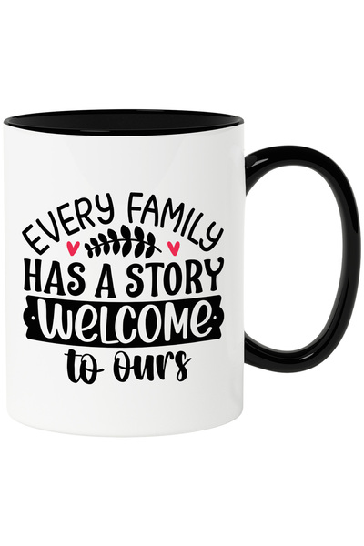 StoryGift Romania Cana cu inimioare si mesaj din care reiese ca orice familie...