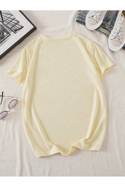 PENTHİLUS Cartoon Bear Printed Short-Sleeved Round Neck T-Shirt