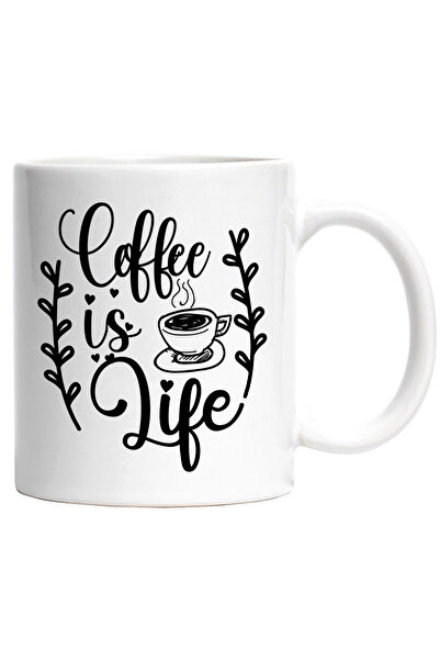 StoryGift Romania Cana cu inimioare si mesajul in engleza "Coffee is life" - ...