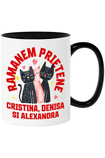 StoryGift Romania Cana cu Trei Pisici Portret Doua negre Una Roz Iubire Text ...
