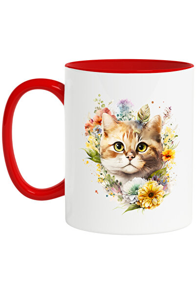 StoryGift Romania Cana cu o pisica serioasa | ilustratie | flori de diferite ...