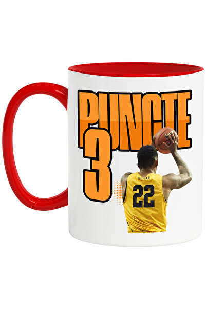 StoryGift Romania Cana jucator de baschet minge sport 3 puncte, 330ml, Cerami...