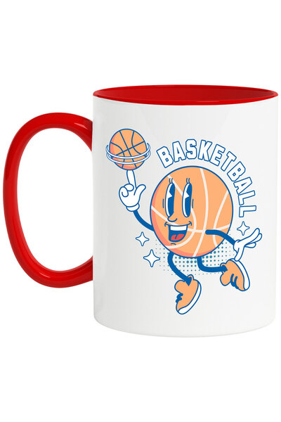StoryGift Romania Cana cu Minge De Baschet Animata Pe Teren Sport Iubitorii De Basketball Echipa S, Cu Maner Rosu
