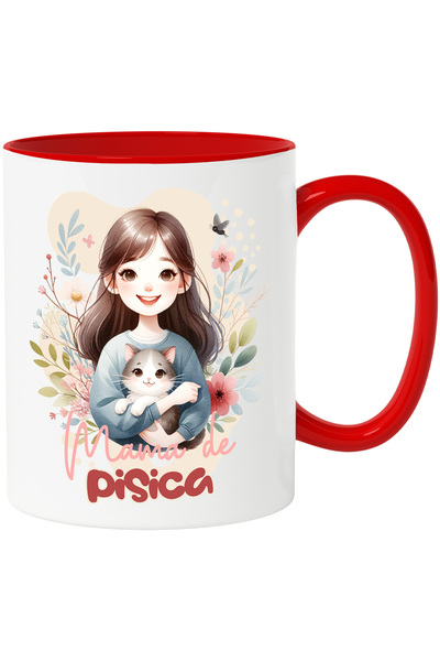 StoryGift Romania Cana Mama de pisica, iubitorii de animeel motani, 330ml, Ce...