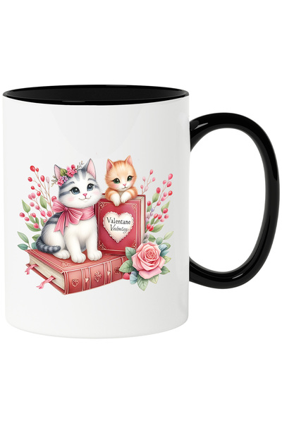 StoryGift Romania Cana cu 2 pisici care au carti | ilustratie | floare | plan...