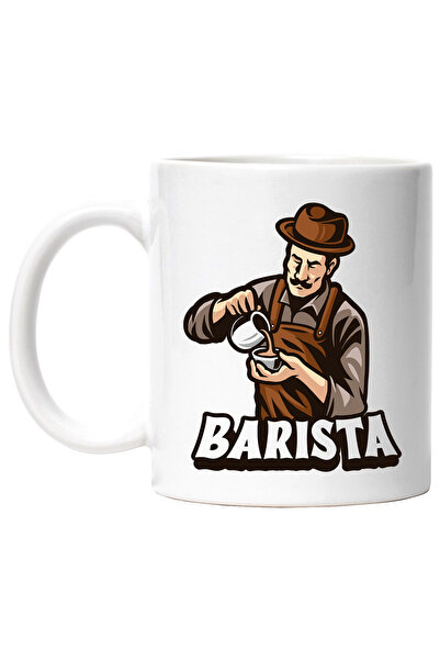 StoryGift Romania Cana Cu Text Barista, Barbat, Palarie, Cafea, Sort, Cana, M...