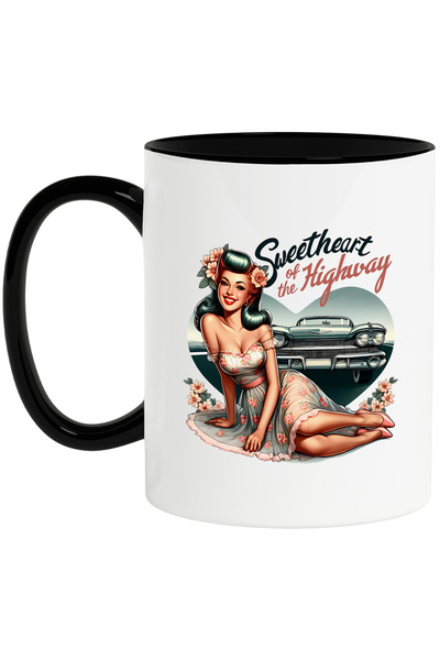 StoryGift Romania Cana cu mesajul "Sweetheart of the highway", ilustratie, st...