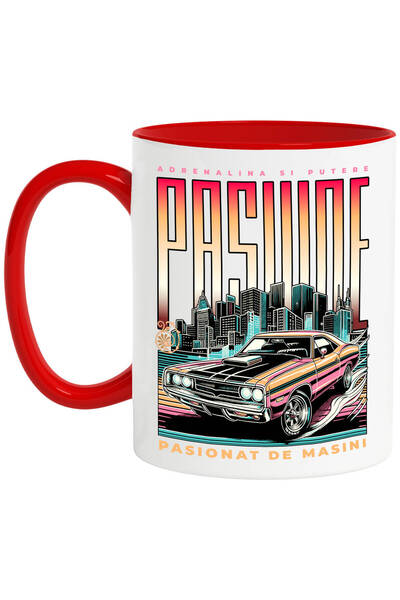 StoryGift Romania Cana cu Masina Tunata Driffting Rosie Text Adrenalina Si Pu...
