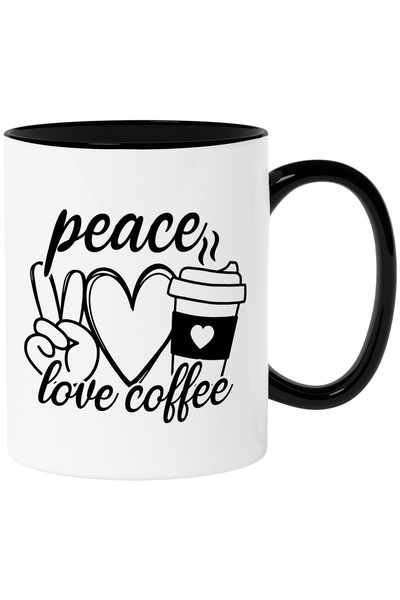 StoryGift Romania Mug with heart and text "Peace, love coffee" - peace loves ...
