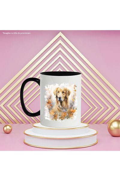 StoryGift Romania Mug With Puppy, Breed, Labrador, Flowers, Leaves, Autumn, Multicolor 330 ml, Ceramic, With ,STG.