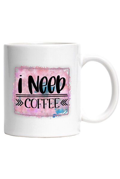 StoryGift Romania Cana cu mesajul "I need coffee", fundal roz, am nevoie de c...