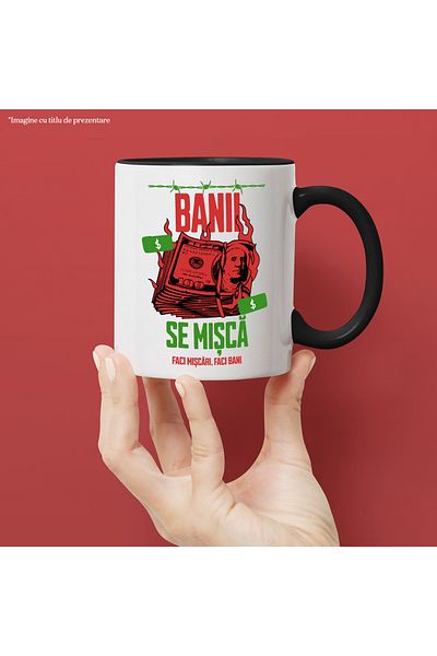 StoryGift Romania Mug money moves, you make moves you make money, banknote, 330ml, Ceramic with Handle, With, STG