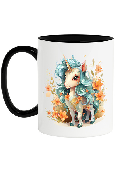 StoryGift Romania Cana cu un unicorn vesel | ilustratie | zambeste | flori po...