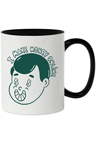 StoryGift Romania Cana Cu Mesaj In Engleza I Make Money Online, Cap, Dolari, Ochi, Multicolor 330 , Cu Maner Negru