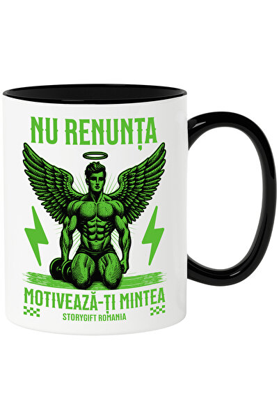 StoryGift Romania Cana Inger sportiv motivational gym mintea, 330ml, Ceramica...