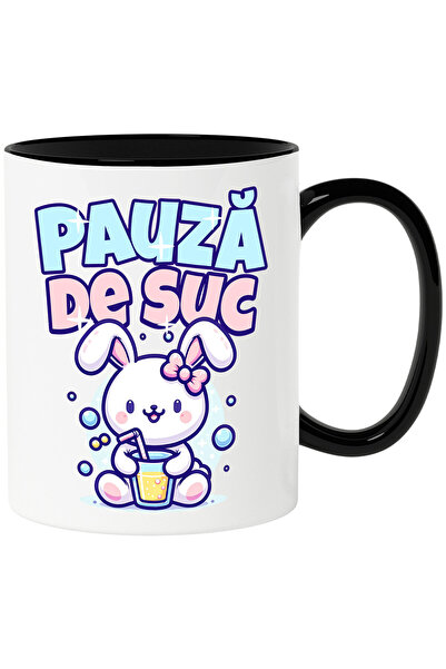 StoryGift Romania Cana cu Iepure Roz Cu Pahar Cu suc Text Pauza De Suc Copii ...