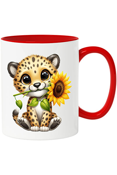 StoryGift Romania Cana cu un pui de ghepard care tine o floare | ilustratie |...