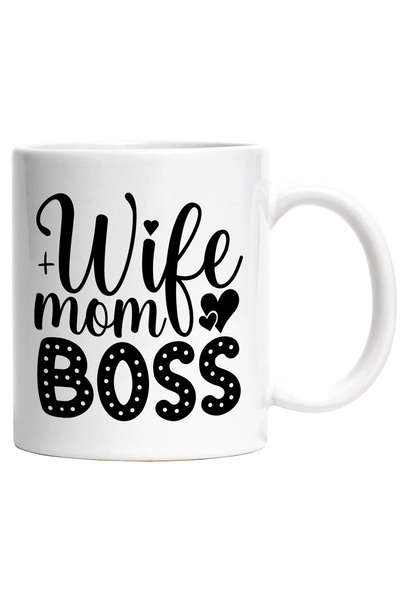 StoryGift Romania Cana cu inimioare si textul "Wife, mom, boss" - sotie mama ...