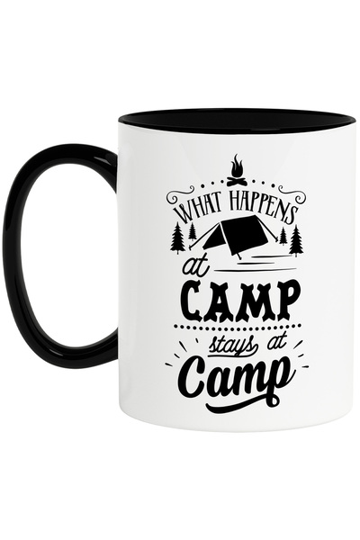 StoryGift Romania Cana cu un cort in padure si mesajul "Ceea ce se intampla i...