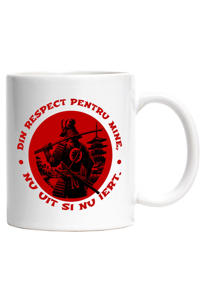 StoryGift Romania Cana Ninja pregatit de lupta, Text Nu uit si nu iert, 330ml, Ceramic cu Maner Al, Cu Maner Alb