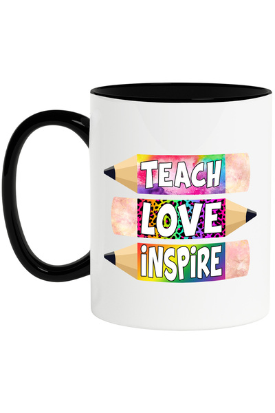 StoryGift Romania Cana cu mesajul "Teach, love, inspire", ilustratie, scoala,...
