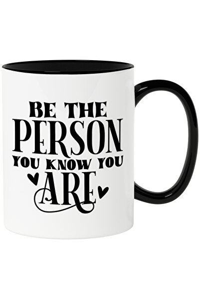 StoryGift Romania Cana cu inimioare si textul "Be the person you know you are" - bunatate obiectiv, Cu Maner Negru