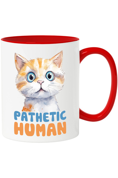 StoryGift Romania Cana cu pisica uimita cu mesajul "Pathetic human", ilustrat...