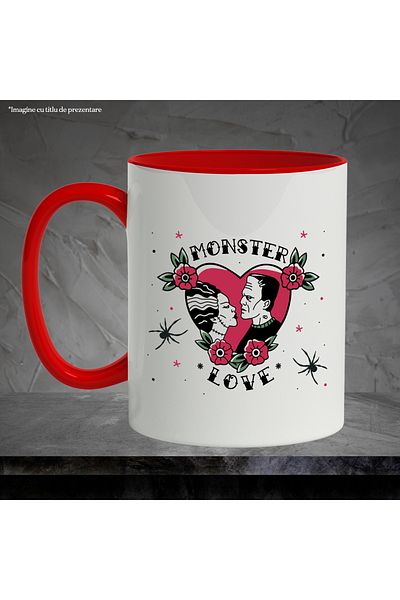 StoryGift Romania Mug With Message In English Monster Love, Frankenstein, Multicolor 330 ml, Ceramic, With ,STG