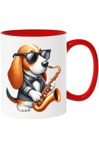StoryGift Romania Cana cu un caine cu ochelari care canta la saxofon | ilustr...