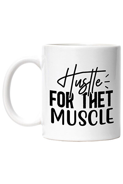 StoryGift Romania Cana cu mesajul in engleza "Hustle for the muscle" - agitat...