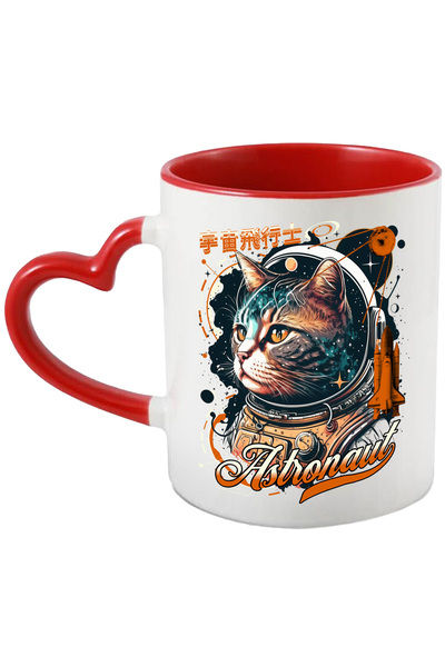 StoryGift Romania Cana Pisica Astronaut in Spatiu, 330ml, Ceramica cu Maner I...