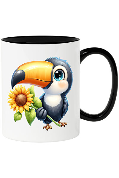 StoryGift Romania Cana cu pasarea Tucan | vesela | ilustratie | tine o floare...