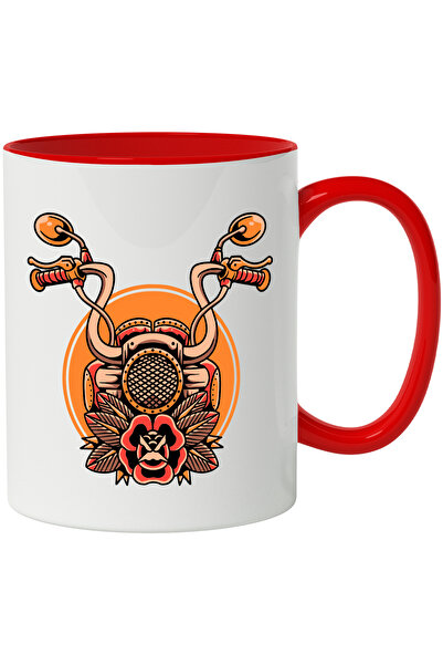 StoryGift Romania Cana Cu Motocicleta, Cerc, Apus, Floare, Frunze, Tepi, Retr...