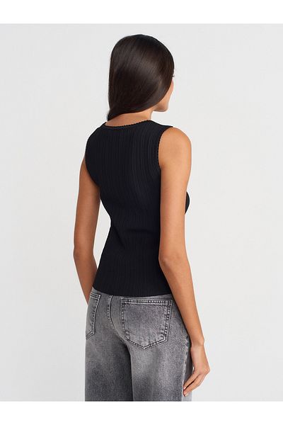 Dilvin Boat Neck Ribbed Thin Knitwear Blouse