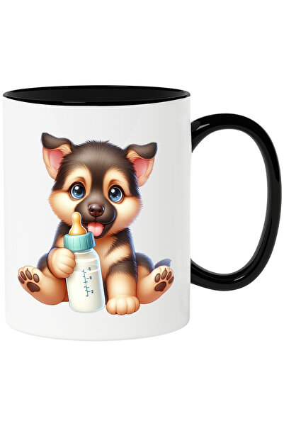 StoryGift Romania Cana cu un catel curios care tine un biberon | grija | ilus...