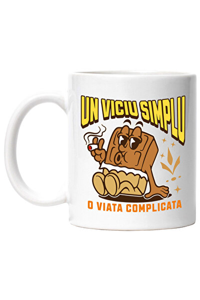 StoryGift Romania Cana cu Tableta De Ciocolata Relaxare Tigara Fumand Text Un...