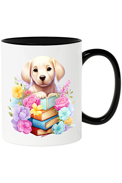 StoryGift Romania Cana cu un catel care are multe carti in fata | ilustratie ...