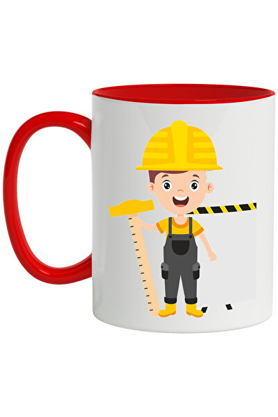 StoryGift Romania Cana Cu Muncitor, Constructii, Masurat, Casca, Salopeta, Ci...