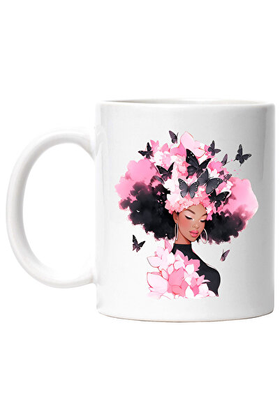 StoryGift Romania Cana cu o fata de culoare, ilustratie, draguta, fluturi neg...