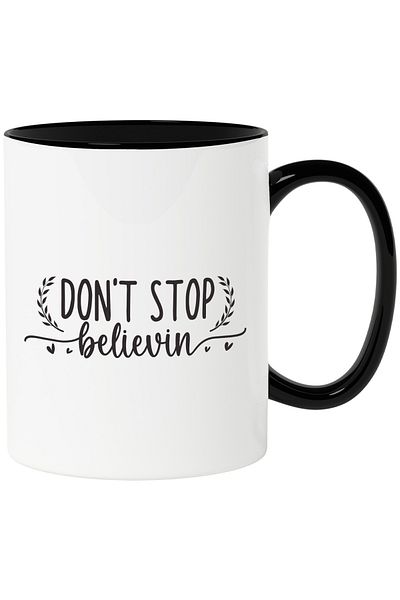 StoryGift Romania Cana cu mesajul motivational "Don't stop believin'" - nu te opri din a crede cu , Cu Maner Negru