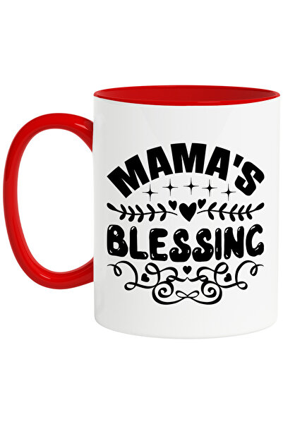 StoryGift Romania Cana pentru copii foarte iubiti de mame cu textul in engleza "Mama's blessing" c, Cu Maner Rosu