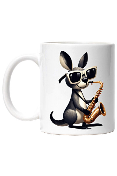 StoryGift Romania Cana cu un cangur care canta la saxofon, muzica, ilustratie...