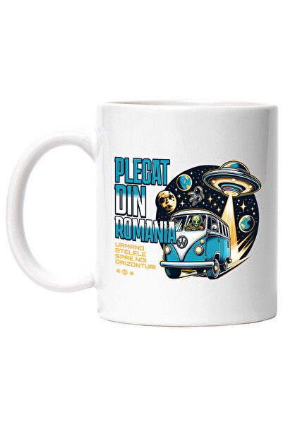 StoryGift Romania Cana cu Masina Vintige Pe Luna Extraterestru Si Nava Spatia...